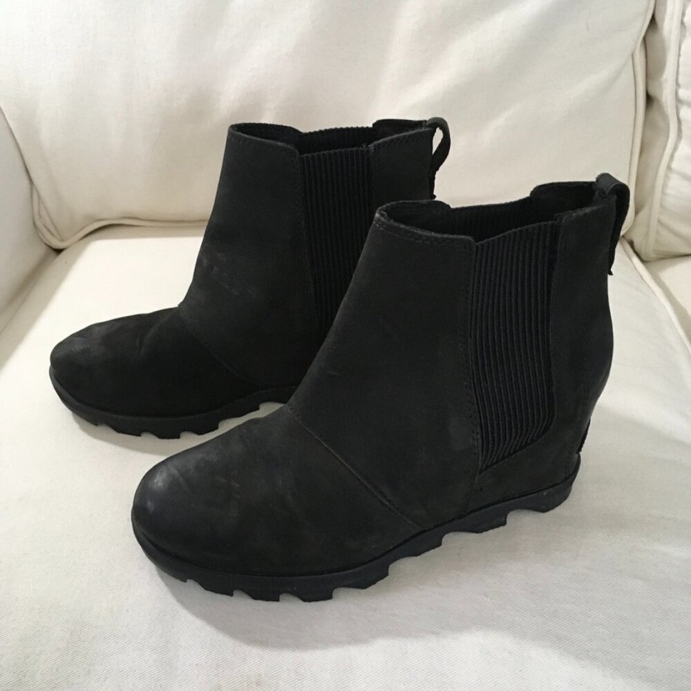 SOREL Women's Joan Rhapsody Chelsea Wedge Boot Black - Picture 1 of 7